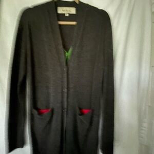 Paul Smith Womens Tight-Knit grandfather Buttoned Cardigan Sweater GRAY Size S
